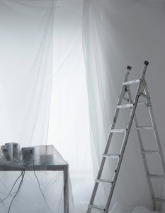 ladder and nylons prepared for painting