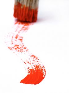 Red paint on white wall